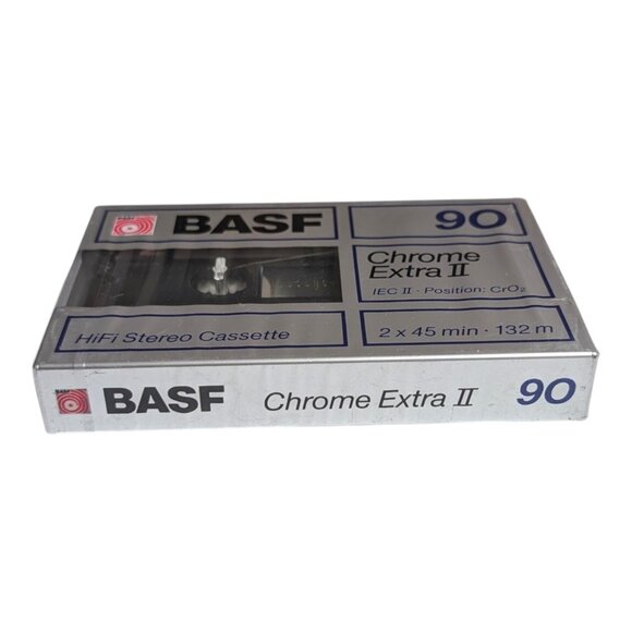 BASF CHROME EXTRA II 90 Blank Audio Cassette Tape 1988 TYPE II SEALED NOS - Picture 3 of 7